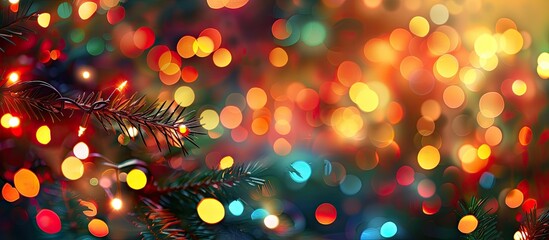 Sticker - Colorful version of a Christmas light background with copy space image