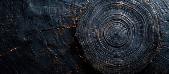 Aufkleber - Top view of a dark nature inspired wood texture slice design with copy space image