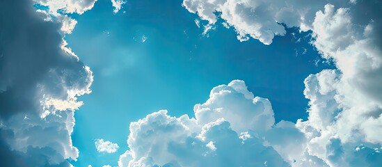 Poster - Blue sky with white clouds framing a serene copy space image for your design needs