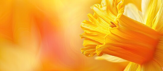 Poster - Close up macro photograph of a vibrant yellow daffodil with ample copy space image