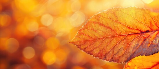 Aufkleber - Close up view of an autumn leaf with a background suitable for adding text copy space image