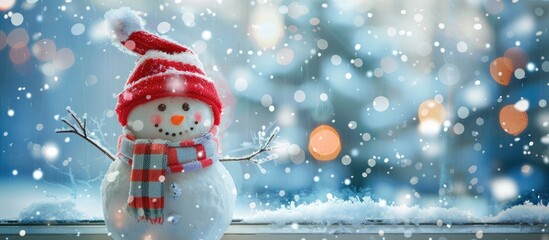 Sticker - Create frosty drawings on a window background with copy space for a festive New Year touch