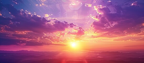 Aufkleber - Colorful sunset with clouds and purple hues creating a picturesque scene in a copy space image