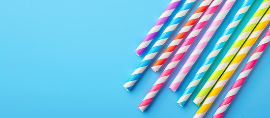 Sticker - Colorful paper straws that are environmentally friendly with ample copy space image are available