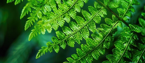 Poster - Close up of a stunning fern leaf texture in nature with a copy space image