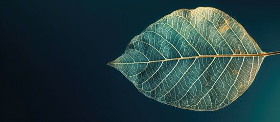 Poster - A detailed view of an attractive decorative skeleton leaf in a copy space image