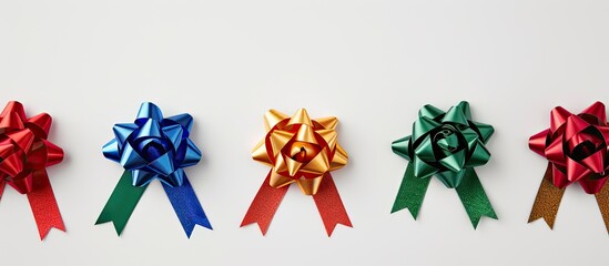 Aufkleber - Assorted holiday gift bow ribbon border with copy space image