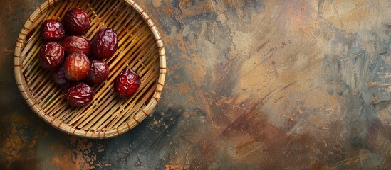 Poster - Bamboo plate with dates displayed copy space image