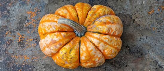 Poster - Top down view of an autumn pumpkin ideal for a copy space image