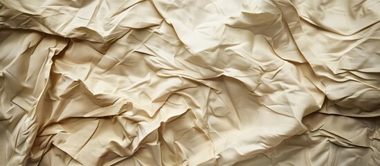 Poster - Detailed texture of crumpled fabric with visible threads in a fabric art background with copy space image