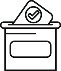 Poster - Line art icon of a ballot box receiving a vote during election time