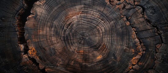 Aufkleber - Top view of a dark nature inspired wood texture slice design with copy space image