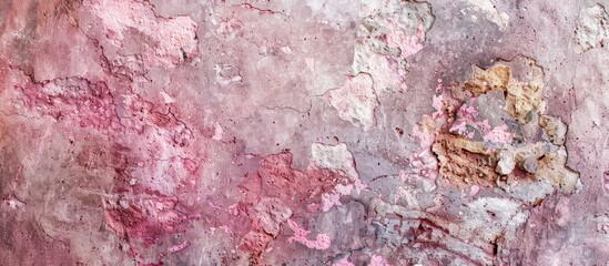 Poster - An aged limestone surface with a pink abstract texture perfect for adding text or graphics with copy space image