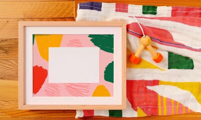 Sticker - The image showcases a framed artwork with abstract geometric sha