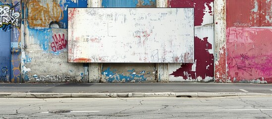 Poster - Billboard on a street wall with banners providing copy space image for your message