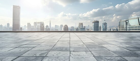 Aufkleber - Cityscape with a spacious concrete square ideal for a copy space image