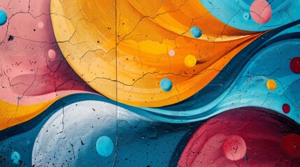 Wall Mural -  A detailed image of a painting adhered to a building's wall, featuring an abundance of paint around its edges