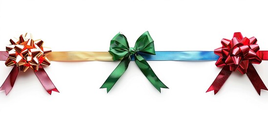 Wall Mural - Assorted holiday gift bow ribbon border with copy space image