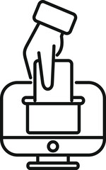 Poster - Hand is putting a voting paper in an online voting box on a computer screen