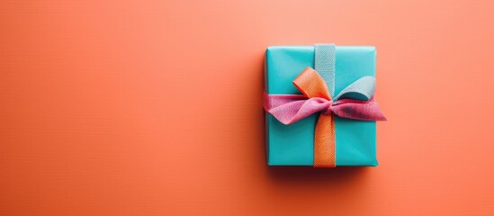 Fototapete - Color background with a gift box for a copy space image