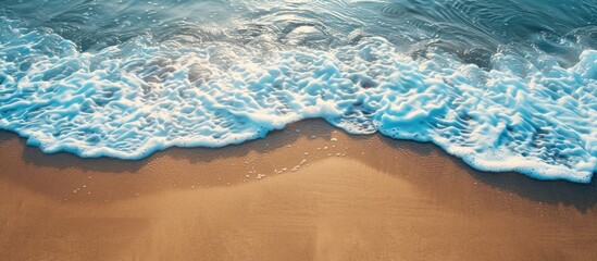Aufkleber - Black Sea beach showing serene waves and sandy texture backdrop for summer vacation with an adventure theme Focus on copy space image