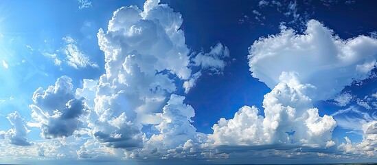Aufkleber - Panoramic view capturing blue skies and fluffy clouds on sunny days suitable as a copy space image