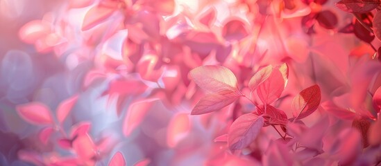 Leinwandbilder - Blurred pink leafs create an abstract natural background with copy space image