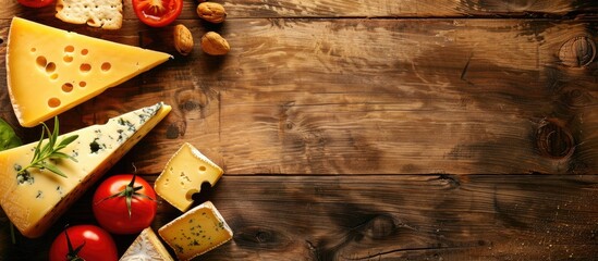 Poster - Delicious looking natural cheese on a copy space image