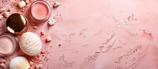 Poster - Top view of a cosmetic background with ample copy space image