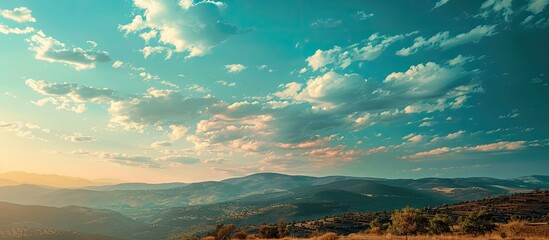 Aufkleber - Clear sky creating a picturesque background in the landscape with ample copy space image
