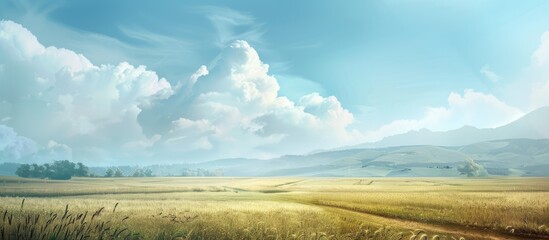 Aufkleber - Clear sky creating a picturesque background in the landscape with ample copy space image
