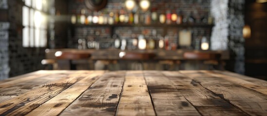Aufkleber - Blurry interior background with a table top perfect for a copy space image