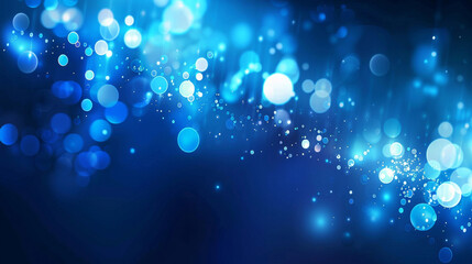 Poster - Abstract blue light bokeh glitter dark blue background.