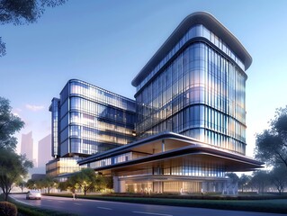 A sleek contemporary hospital with stateoftheart facilities