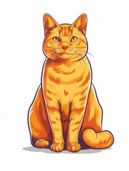 Poster - A happy orange tabby cat sits with its tail curled behind it. Generative AI