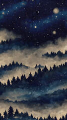 Wall Mural - Starry night sky background with deep blue hues