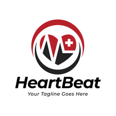 Sticker - Heart beat logo vector, ECG Logo vector illustration.