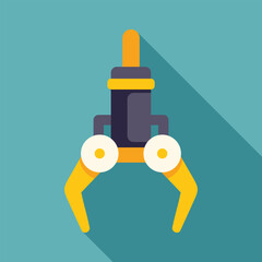 Poster - industrial robot arm lifting, holding, carrying, moving object flat design icon