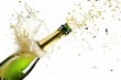 © Vlad - Champagne Bottle Splash: Celebrate with Fizz and Gold on White Background