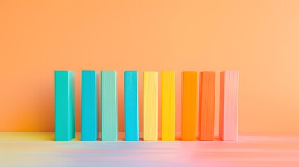 Canvas Print - Colorful Wooden Blocks in Gradient Row.