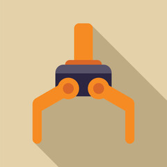 Poster - robotic arm gripper, holding with two claws, in a flat design icon style