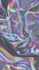 Poster - Vibrant holographic abstract background with fluid shapes. Inspired of liquid metal texture and 3D animation. Slow motion holographic iridescent wallpaper. Beautiful vertical video