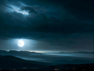 Wall Mural - moon over the mountains