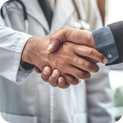 Poster - A doctor shaking hands with a patient, symbolizing trust and care in health insurance. 