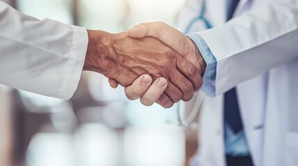 Poster - A doctor shaking hands with a patient, symbolizing trust and care in health insurance. 