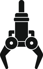 Poster - simple, bold icon of a robotic arm holding an object with its claws