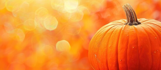 Poster - Close up view of a pumpkin in autumn with space for text or image insertion. Creative banner. Copyspace image