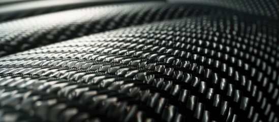 Aufkleber - Detailed close up of the black car seat trim showcasing a mix of soft and rough carbon fabric texture with copy space image