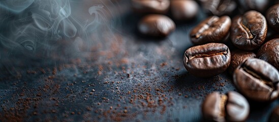 Poster - Coffee beans that have been roasted to perfection shown in a charming copy space image