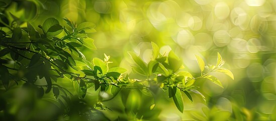 Poster - Blurry green foliage in the background creates an abstract summer scene with copy space image opportunities